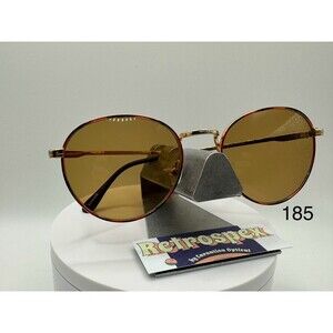 Vintage Oversize Sunglasses NOS Preppy Round Metal Style Gold & Demi Amber 1990s